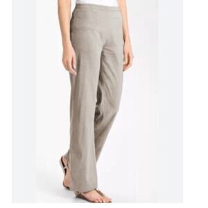 Eileen Fisher Gray Linen Viscose Stretch Minimalist Coastal Grandma Pants Small